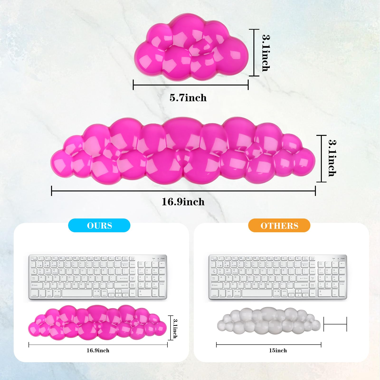 Gel Cloud Keyboard and Mouse Wrist Rest, Cute Wrist Support and Arm Support Keyboard Rest for