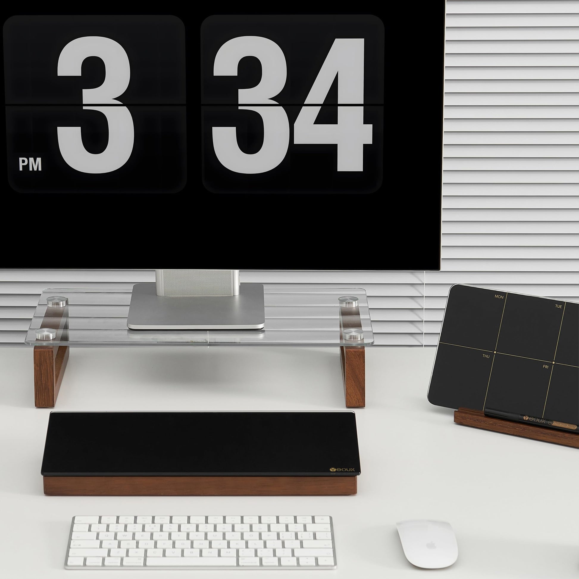 YEOUX Multi-Purpose Desktop Stand - 17.0" x 9.0" x 3.5" (Clear & Walnut)