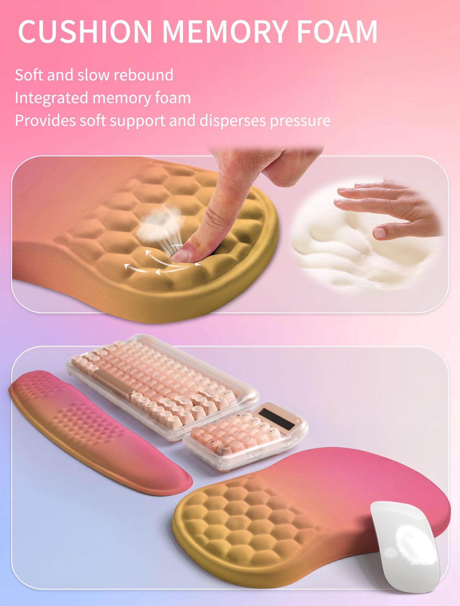 Hokafenle 2in1 Combination, Wave Keyboard Wrist Rest and Ergonomic Curvature Mouse Pad Wrist