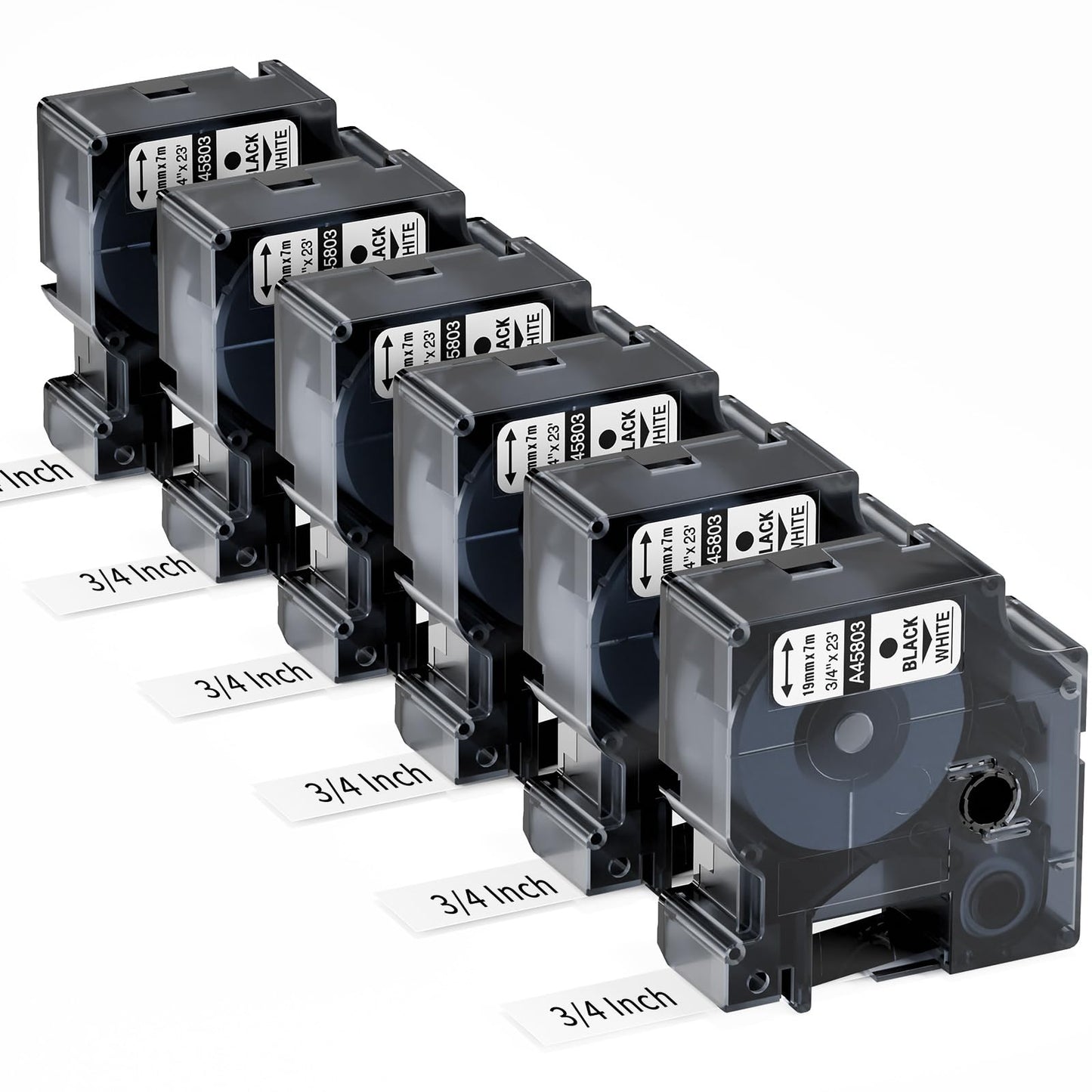 6Pk Compatible Dymo D1 Label Tape 19mm 45803 S0720830 Label Maker Refills