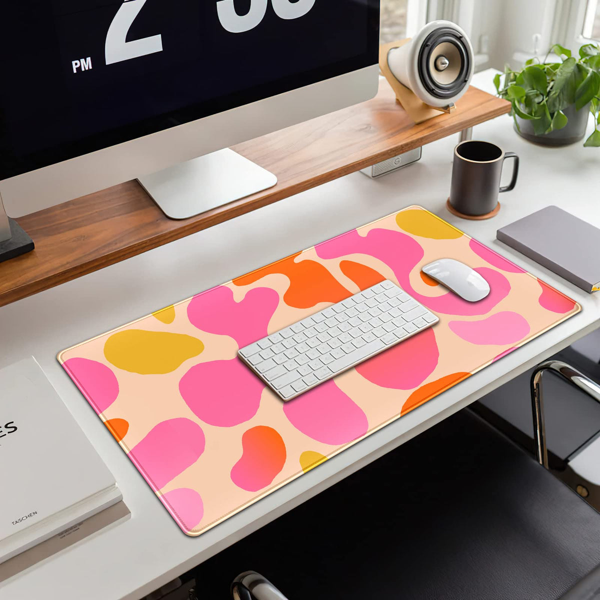 Pink Desk Mat Modern Abstract Large Mouse Pad XXL Cute Pink Desk Pad Keyboard Mat, Desk Accessories