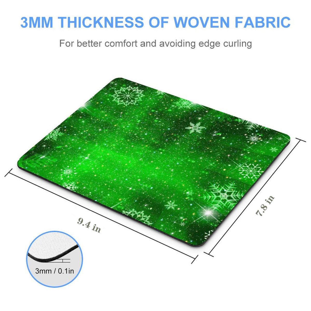 Mouse Pad Diamond Green Glitter Sparkle Mousepad Bling Desk Accessories Gaming Bling Rubber Pads