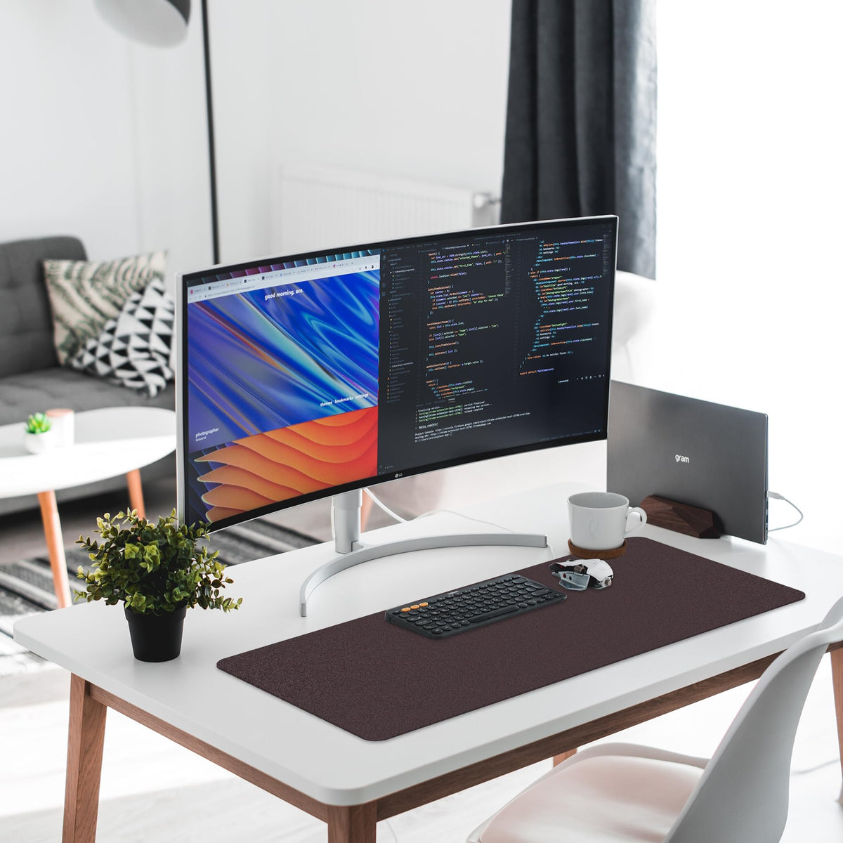 Leather Desk Pad Protector,Non-Slip Desk Pad(Blacke, 47.2" x 17")