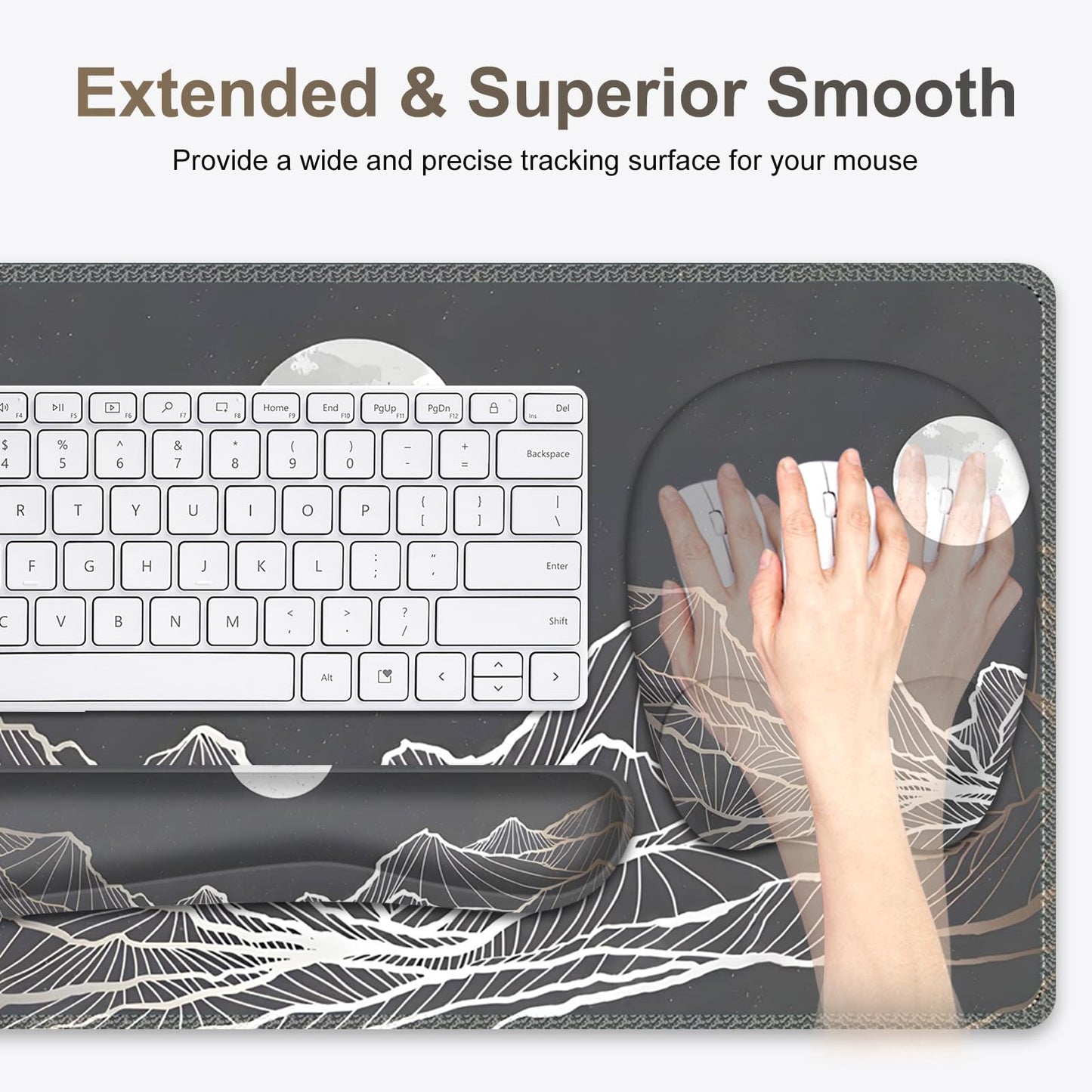 Large Mouse Pad, Keyboard Wrist Rest Set, Ergonomic Mouse Pad with Wrist Support, Desk Mat with