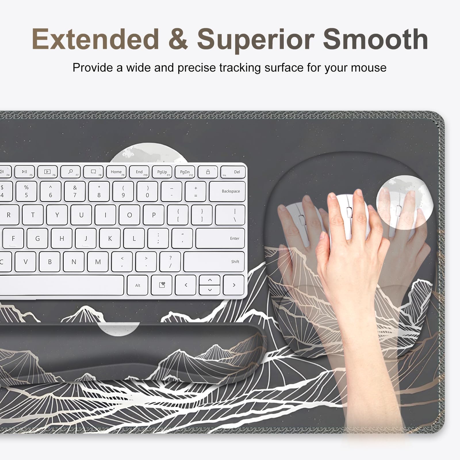 Large Mouse Pad, Keyboard Wrist Rest Set, Ergonomic Mouse Pad with Wrist Support, Desk Mat with