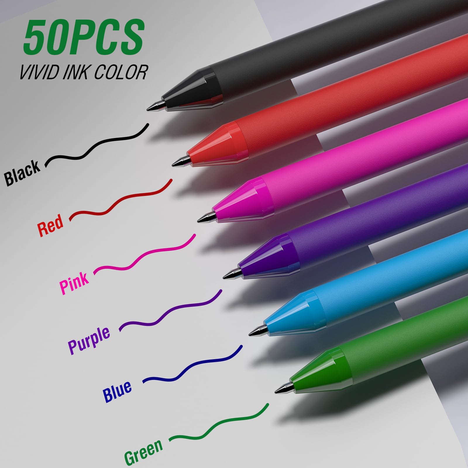 InkSlick Green Pens Bulk 50 Pack 1.0mm Ballpoint Pen for Smooth Writing