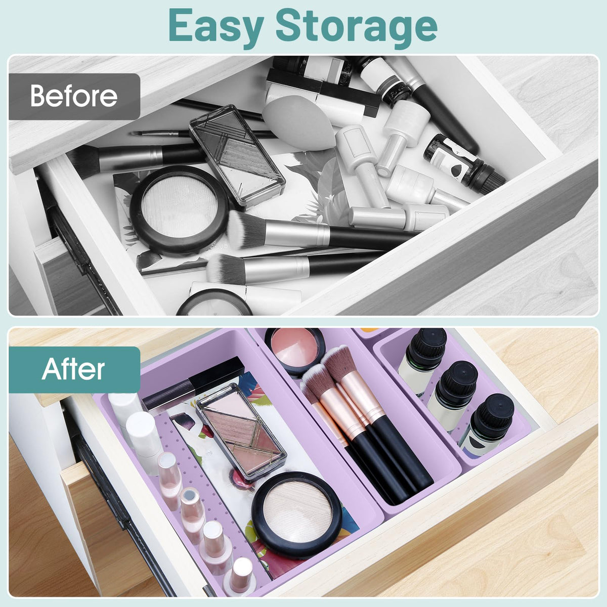 25 PCS Plastic Drawer Organizer Set, Makeup Organizers and Storage Bins