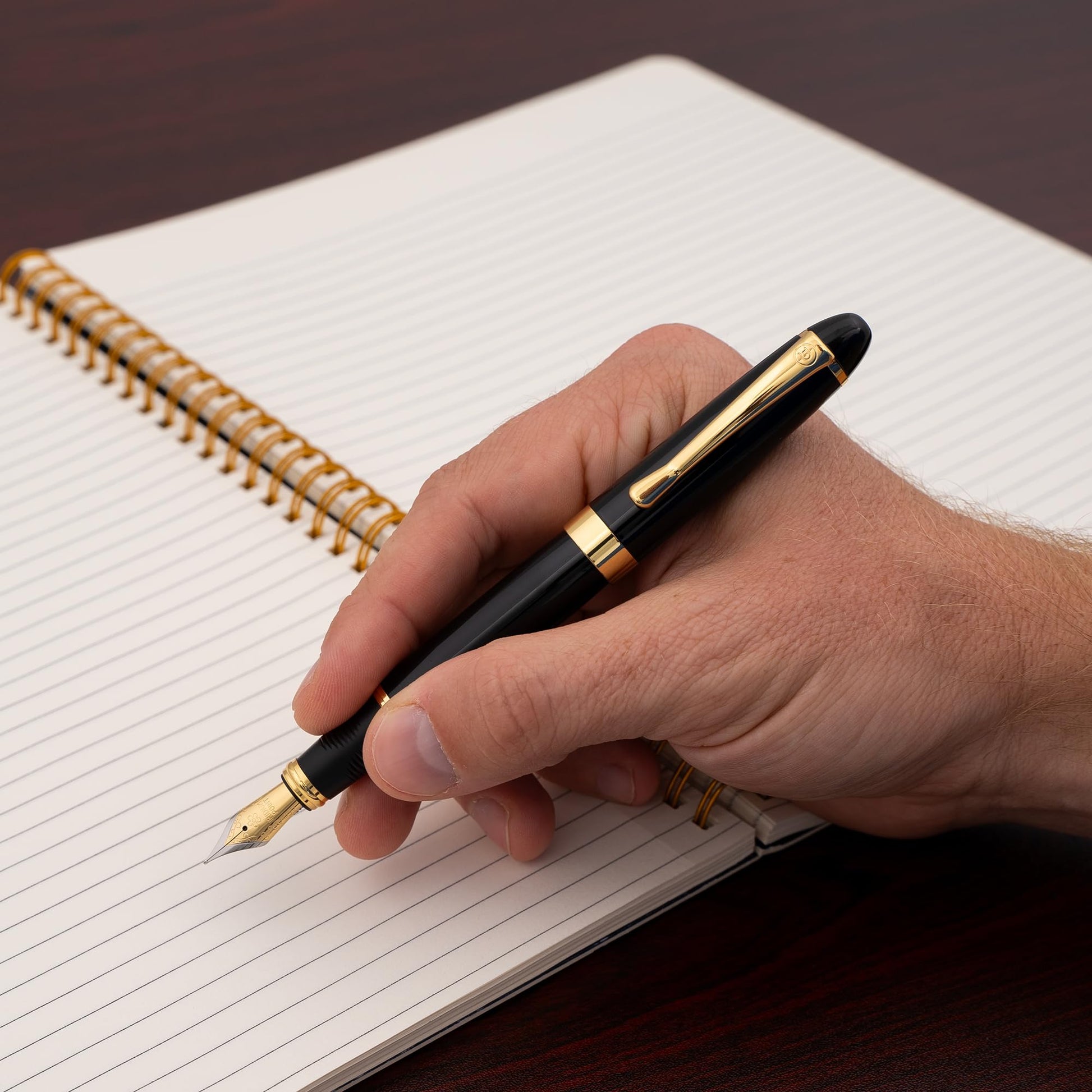 Dayspring Pens Alexandria Personalized Fountain Pen in Black with Gold Trim