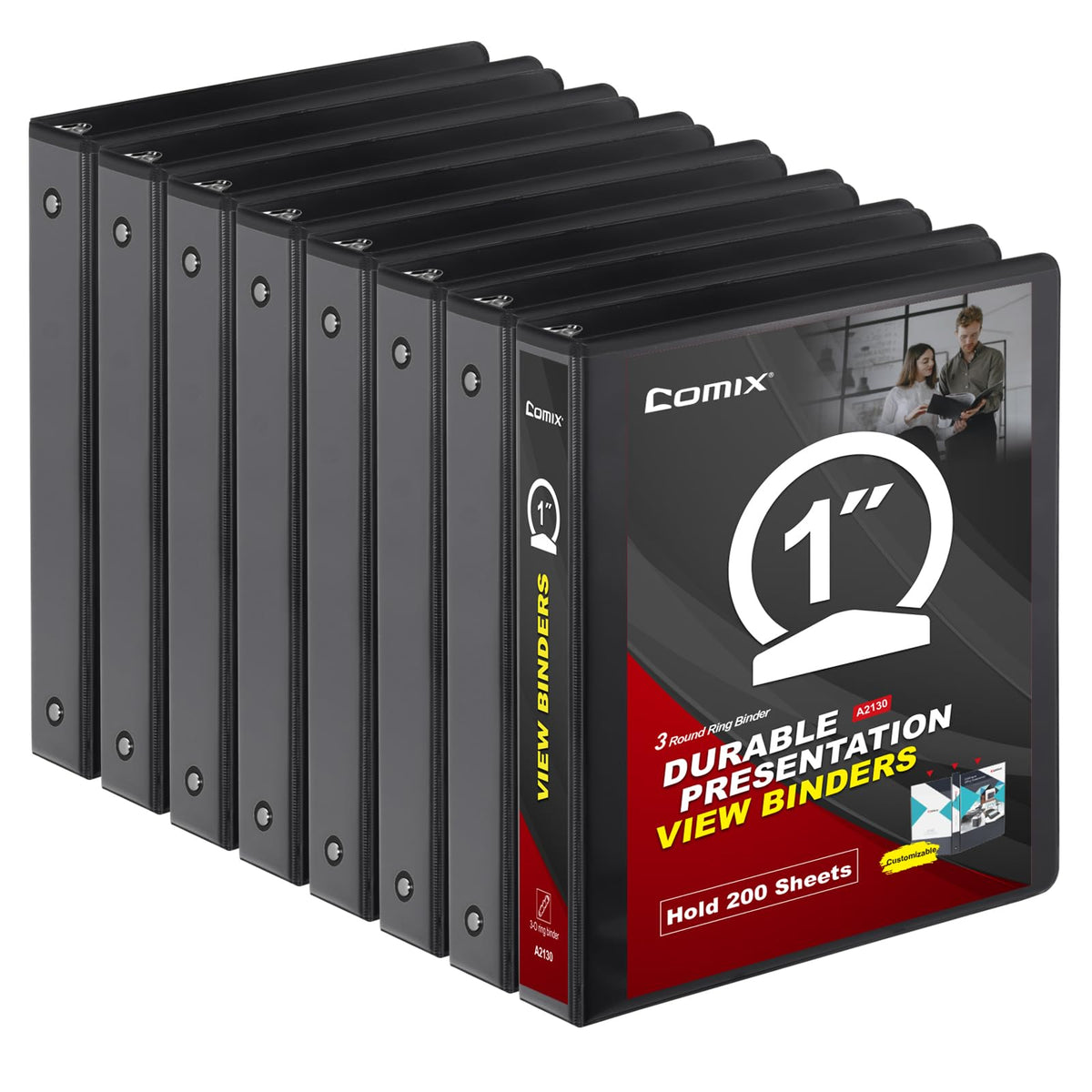 COMIX Sturdy 3 Ring Binder 1 Inch with Clear View Cover