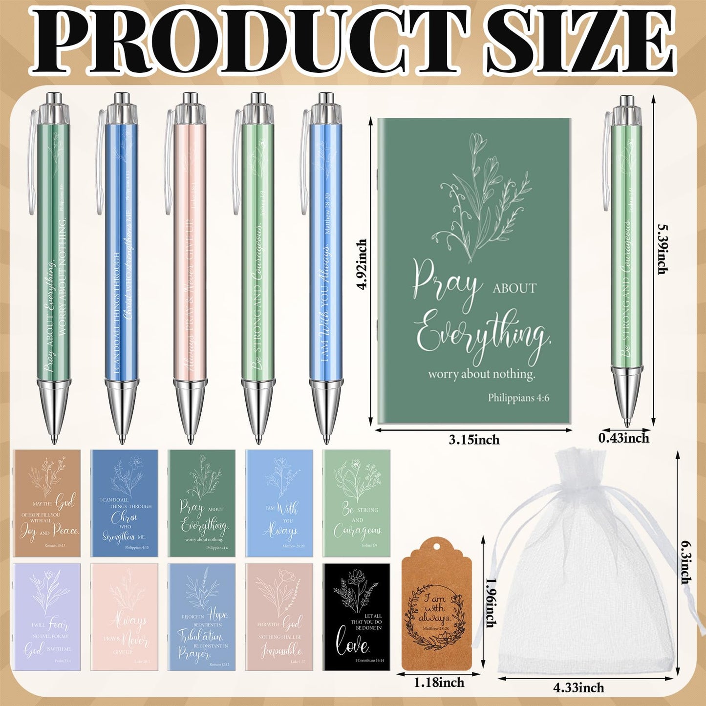Qeeenar 200 Pcs Christian Gift Bulk Set Bible Verse, Morandi Color, Plant