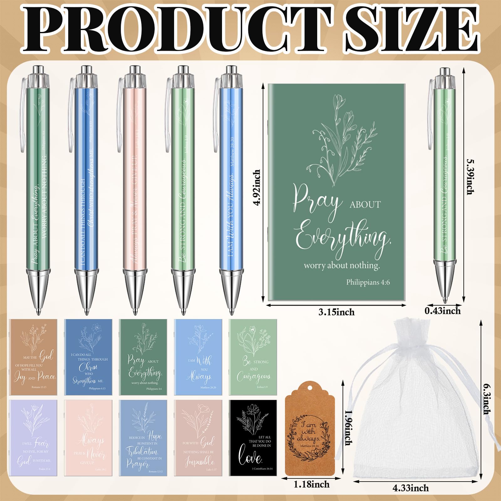 Qeeenar 200 Pcs Christian Gift Bulk Set Bible Verse, Morandi Color, Plant