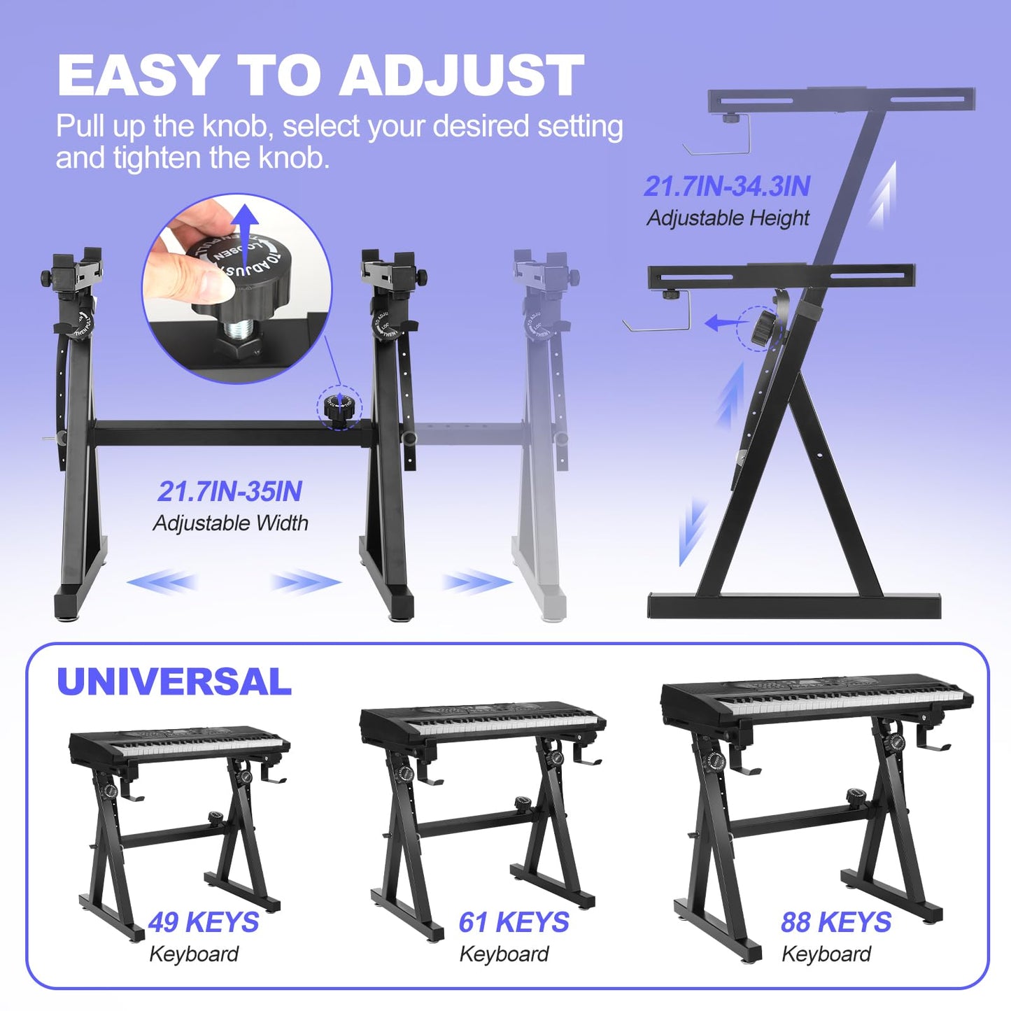 Keyboard Stand Piano Duty Stand Z Style Adjustable Keyboard Holder Piano