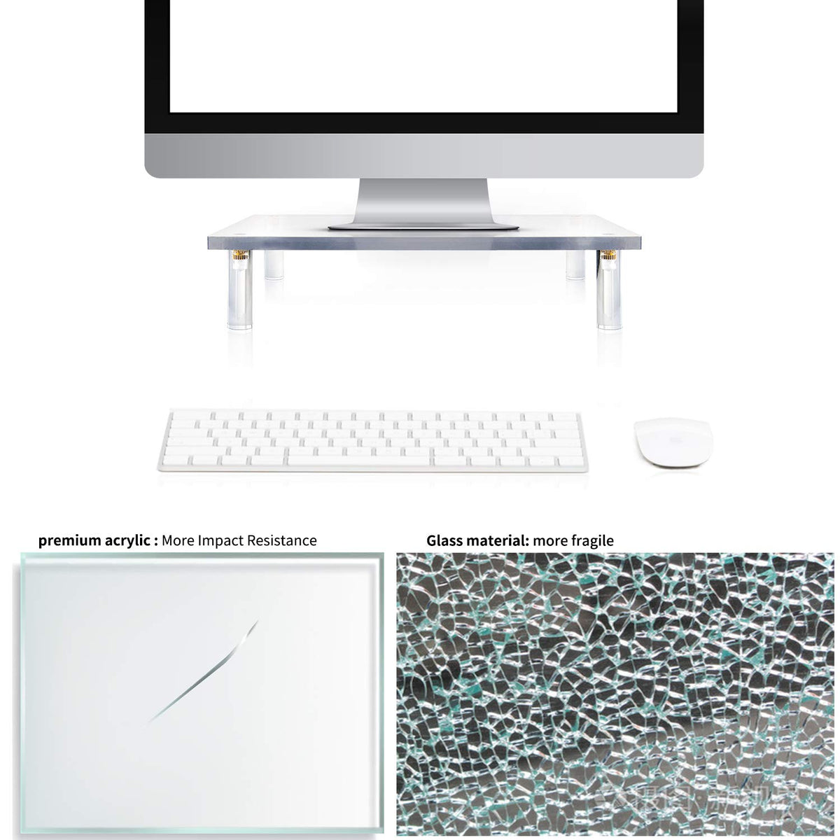 Yestbuy Acrylic Monitor Stand Riser, Clear Computer Monitor Riser, Desktop Organizer Stand for