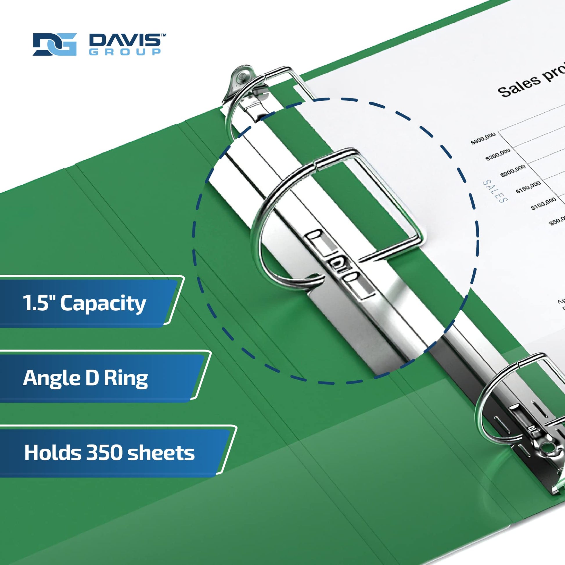 Premium Economy 3-Ring Binder, Spine Label, 1.5" D Rings, Green, 6 Pack
