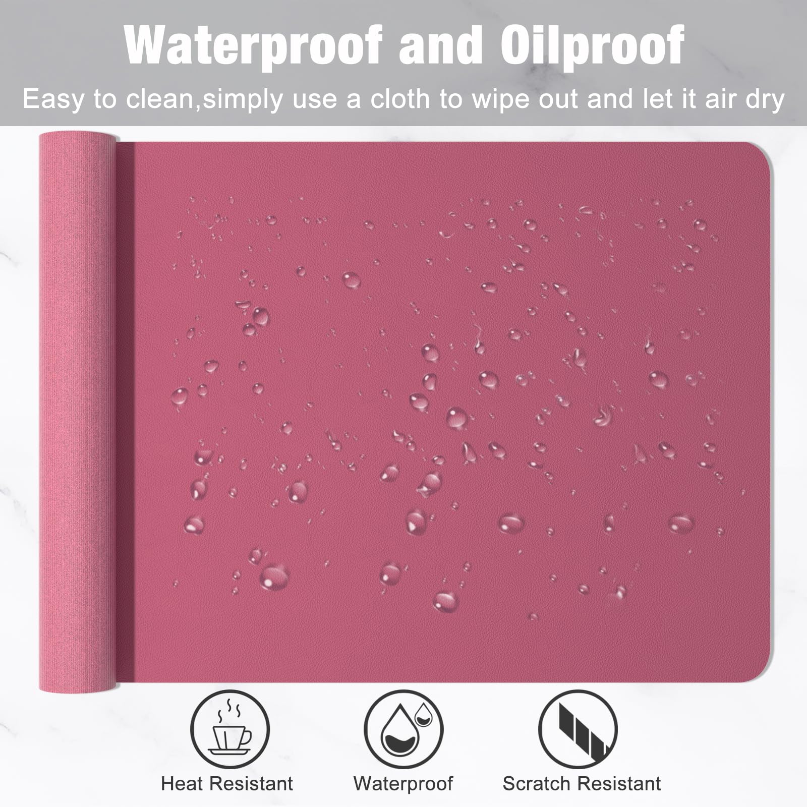 Hsurbtra Desk Pad, 35.5" x 17" PU Leather Desk Mat, XXL Extended Mouse Pad, Waterproof Desktop