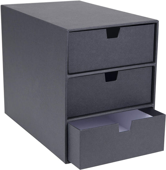 Bigso Ingrid 3-Drawer Fiberboard Desk Organizer for Office Supplies and Accessories - Stackable