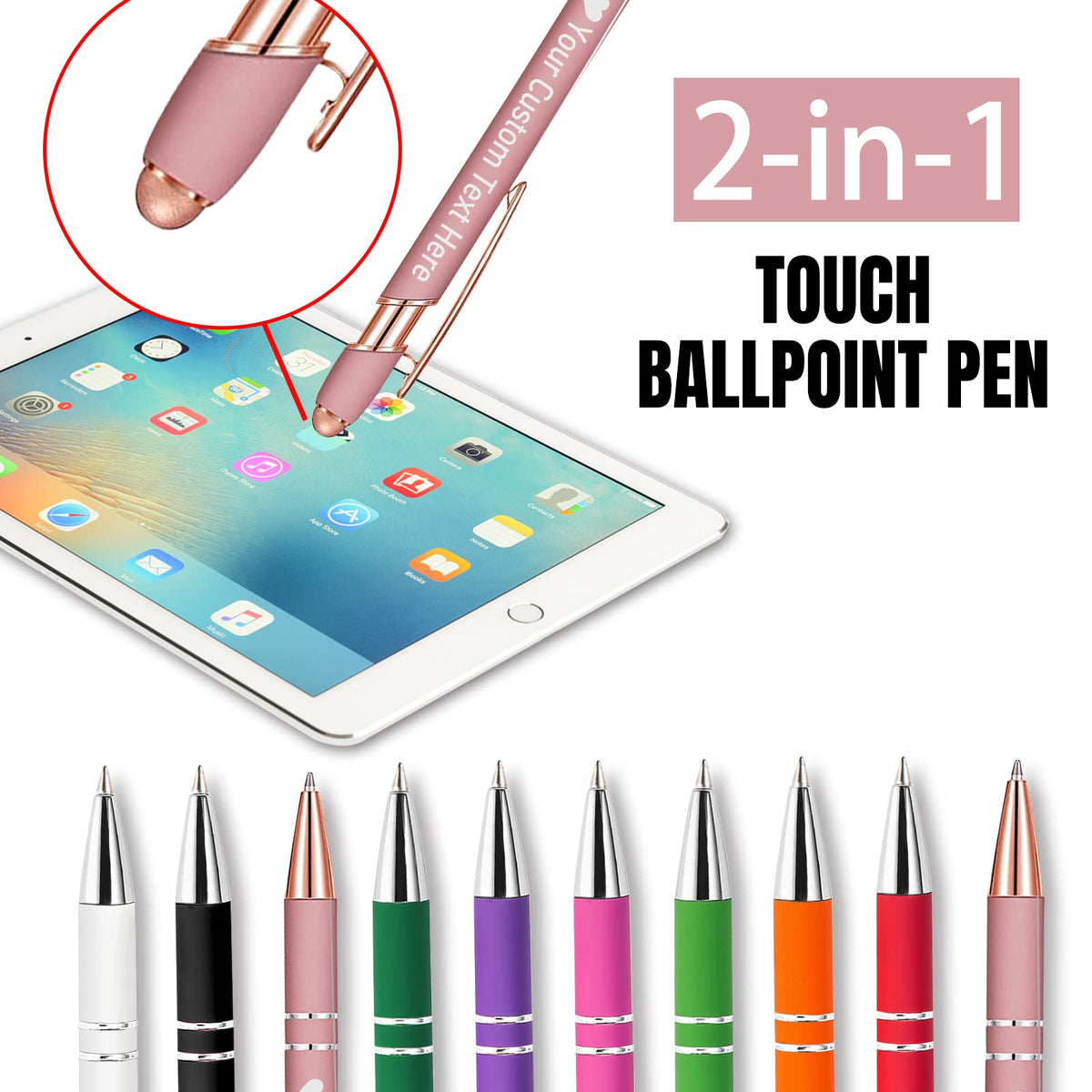 STREADVE Personalized Custom Pens with Name Engraved Logo Text Pen, Pack of 30 Customized Smooth