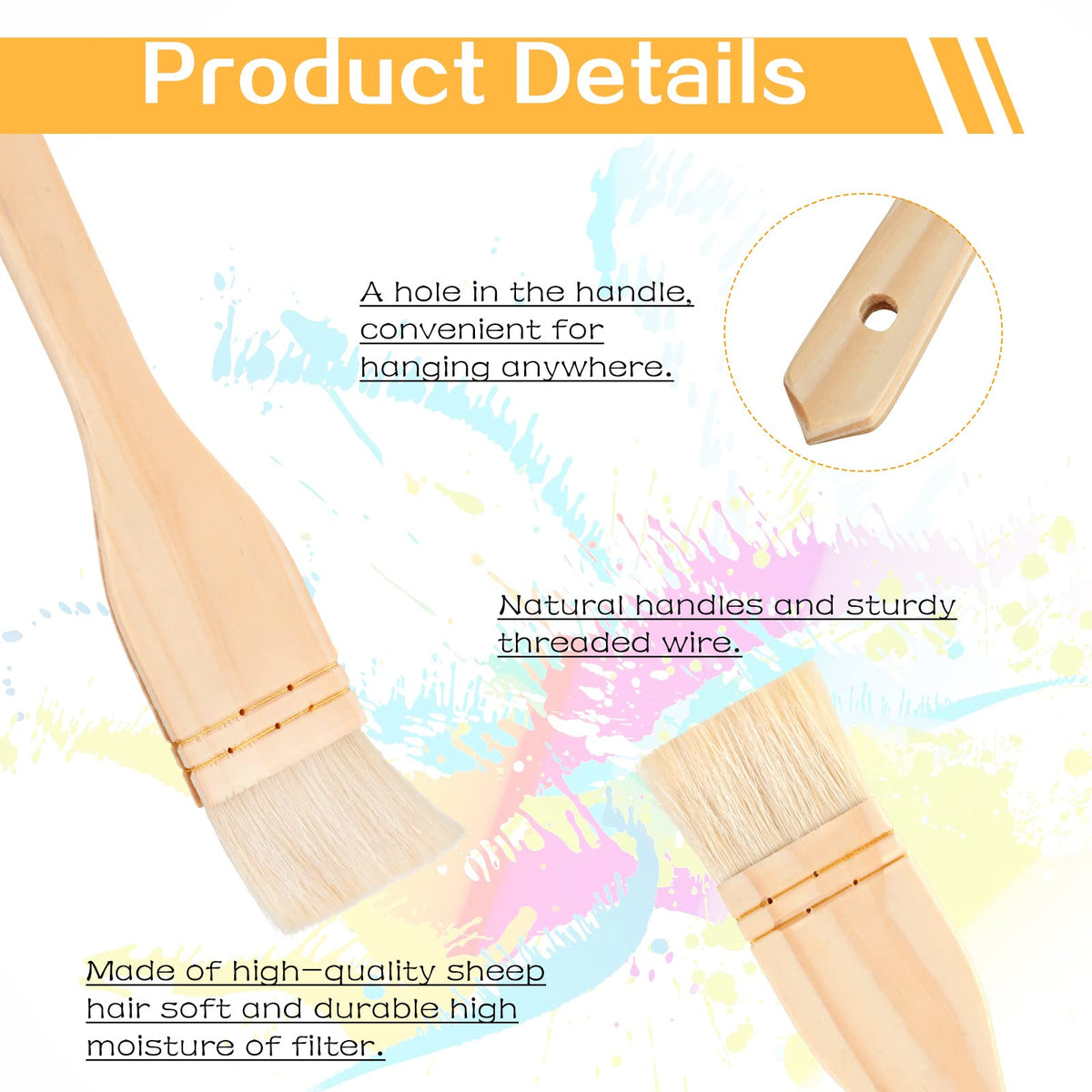 Flat Hake Brushes Hake Paint Brush Artist Painting Set, 9 Pieces