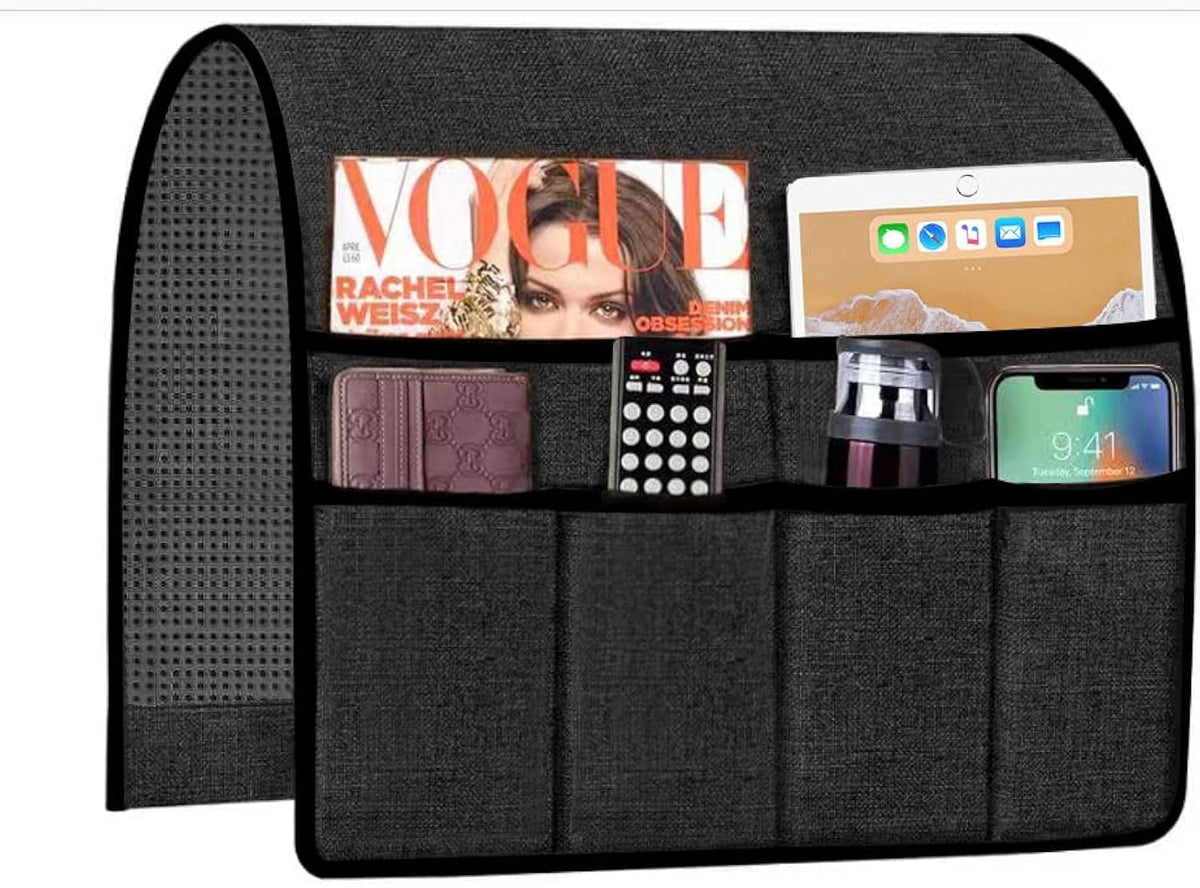 Armrest Caddy Organizer Storage Holder for Couch Sofa Armchair Fit Magazine, Reading Glasses