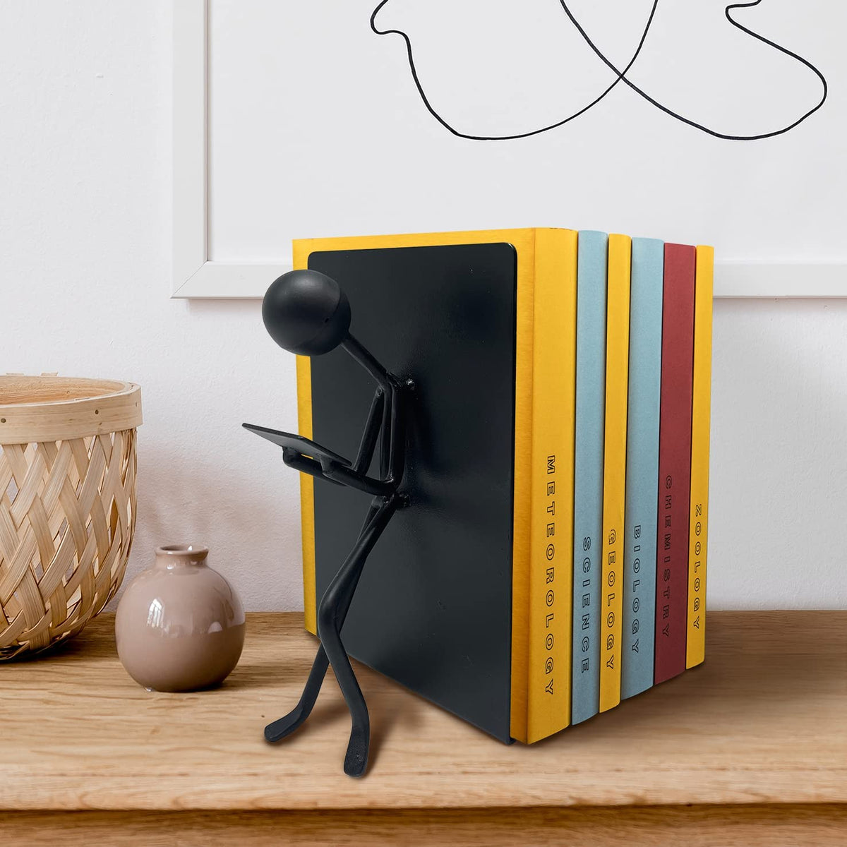 Ottimo Heavy Duty Metal Unique Office Desk Bookends for use as Bookshelf Decor, Home, Office or