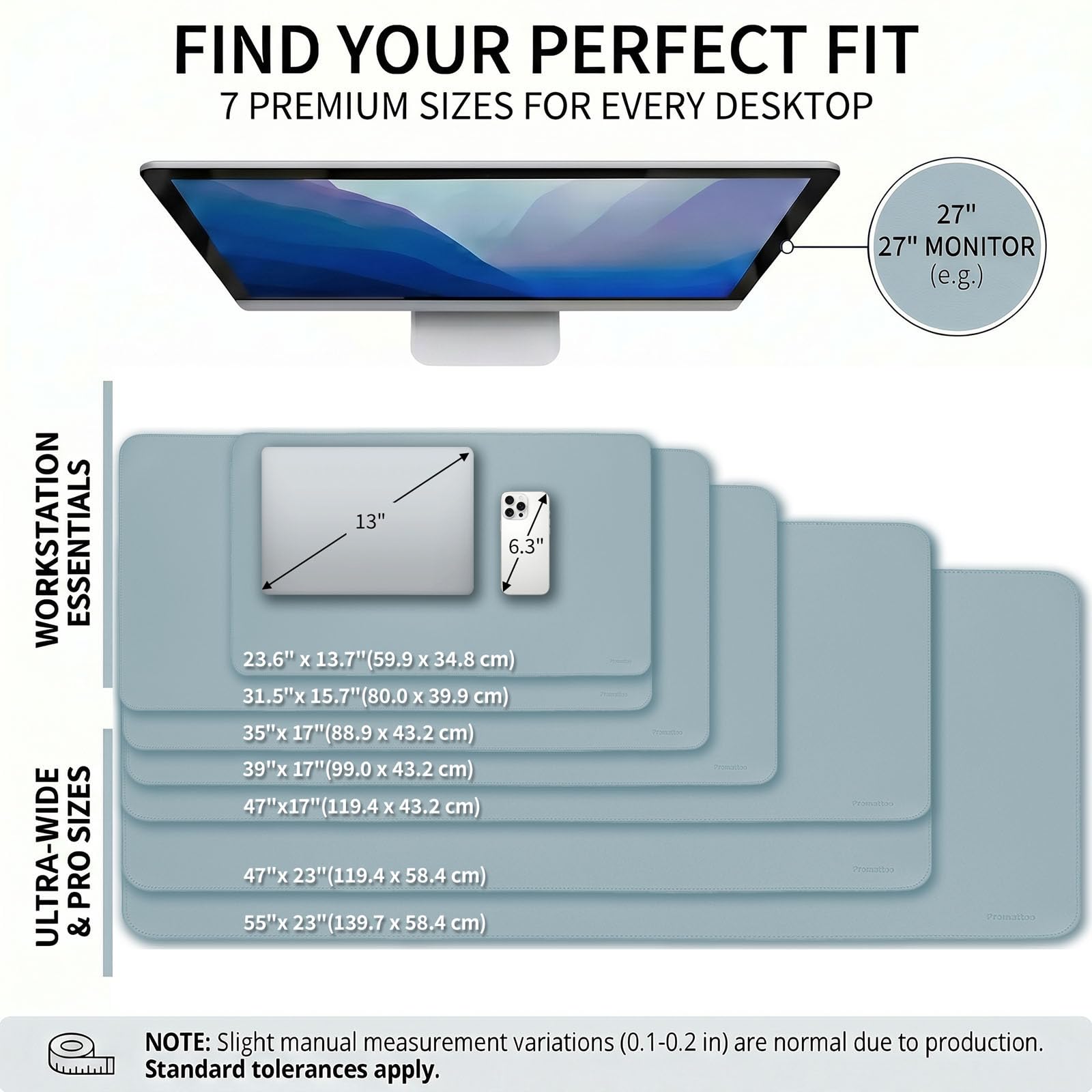 PROMATTOO Large Desk Pad Non-Slip Desk Mat Protector for Keyboard Mouse Waterproof Vegan Leather
