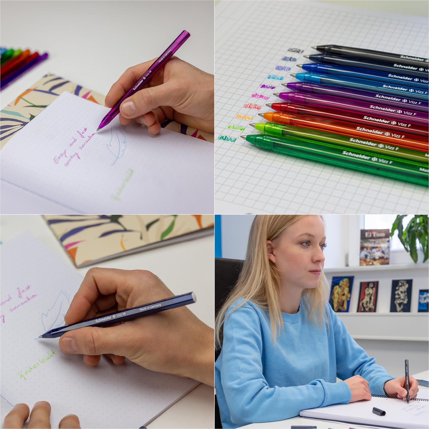 Schneider Vizz 102204 Ballpoint Pen for Easy and Quick Writing - Colour Ink Barrel - Medium Line