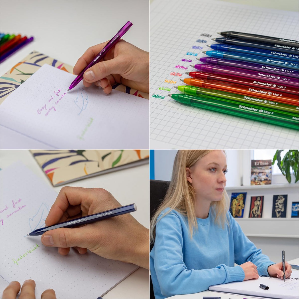 Schneider Vizz Ballpoint Pen for Easy and Quick Writing - Ink Colour Barrel - Medium Line - Blue