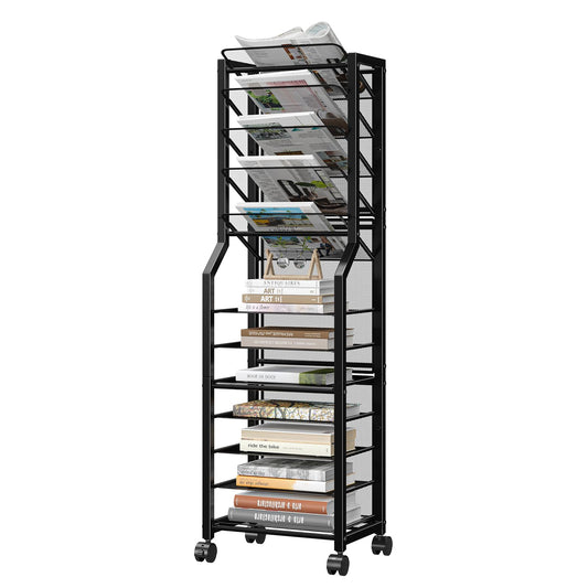 Simple Trending 12 Tier Rolling File Cart, Desk File Organizer with Sliding Trays and Metal Mesh