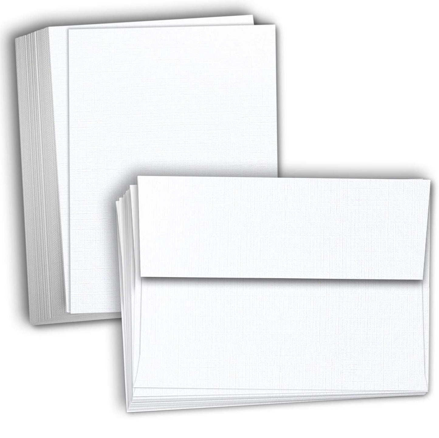 Hamilco White 80lb Cover Heavy 5x7 Linen Cardstock & Envelopes (100PK)