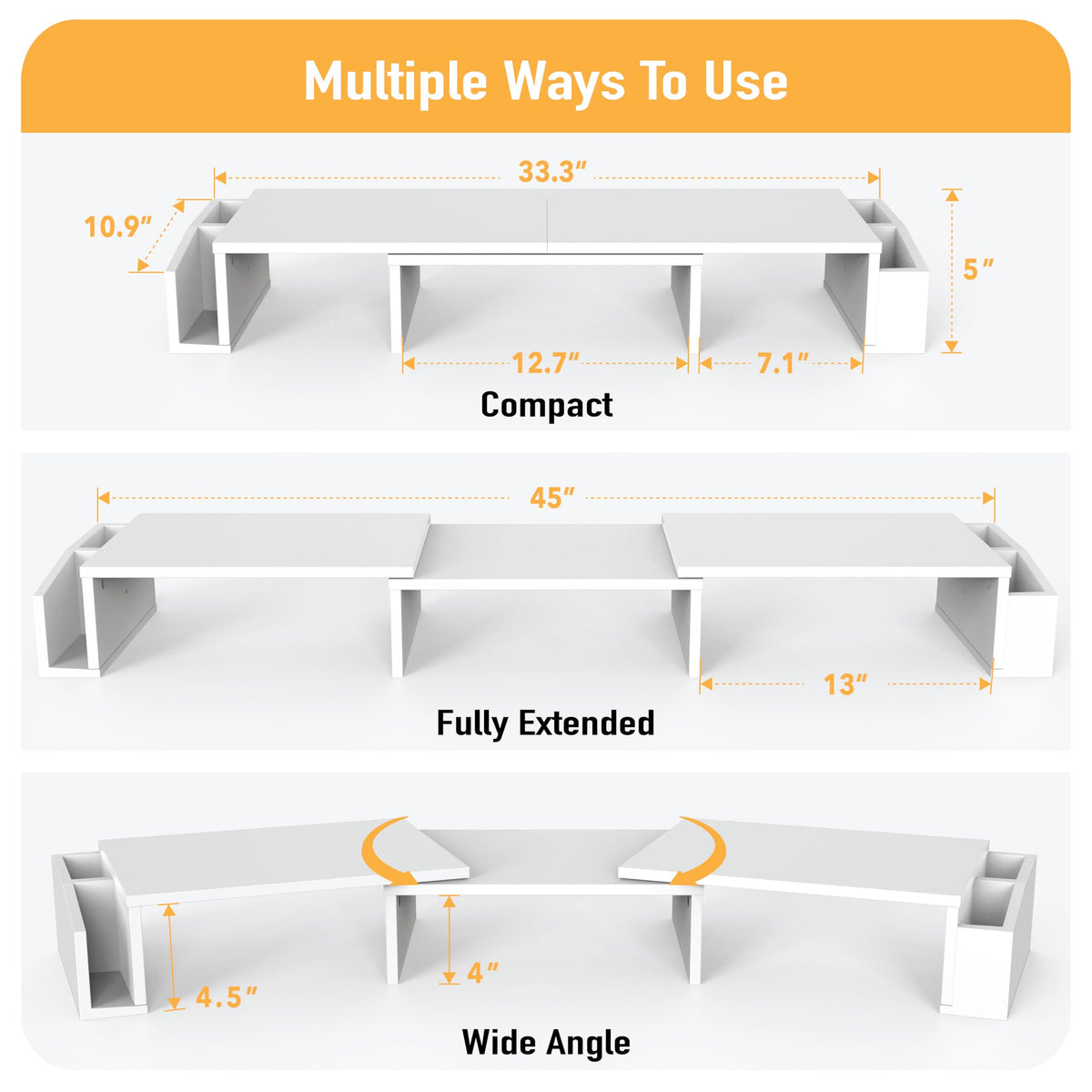 Simple Houseware Desk Dual Monitor Stand Riser with Drawer, White