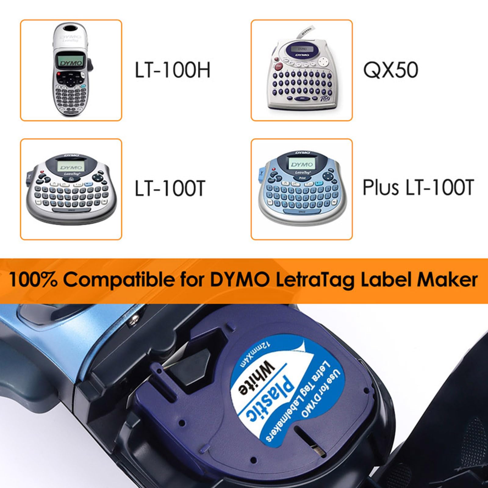 10 Pack Compatible with Dymo Letratag Refills 91201 91331 S0721660 Label Maker Tape White Plastic