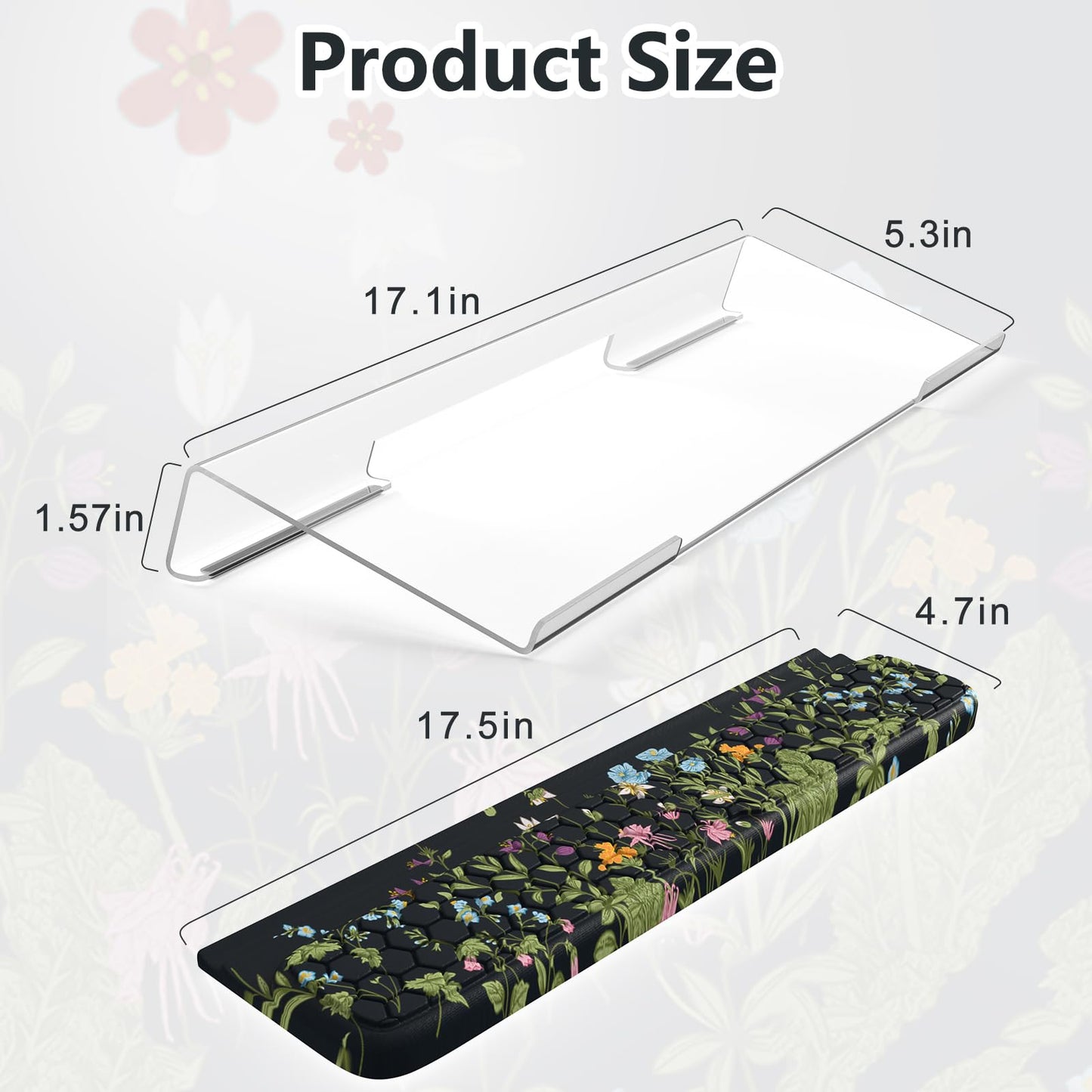 HAOCOO Acrylic Tilted Keyboard Riser, Wrist Rest for Computer 3-Level Height Adjustment, Hand Rest