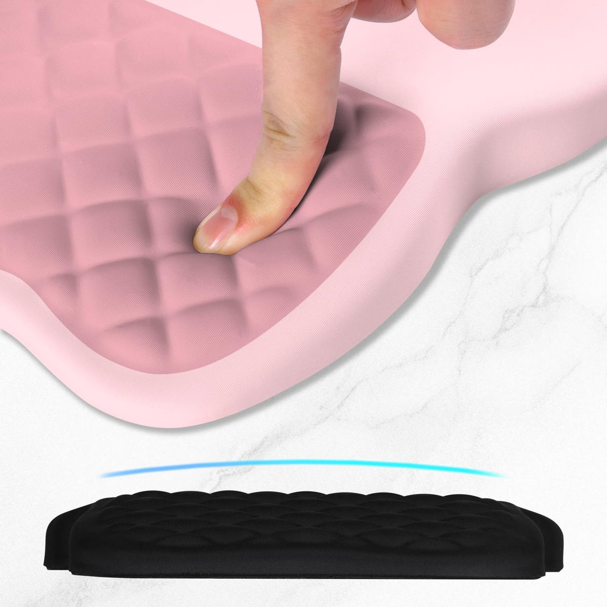 ITNRSIIET Ergonomic Mouse Pad Wrist Support with Memory Foam Massage Bulge & Non-Slip PU Base