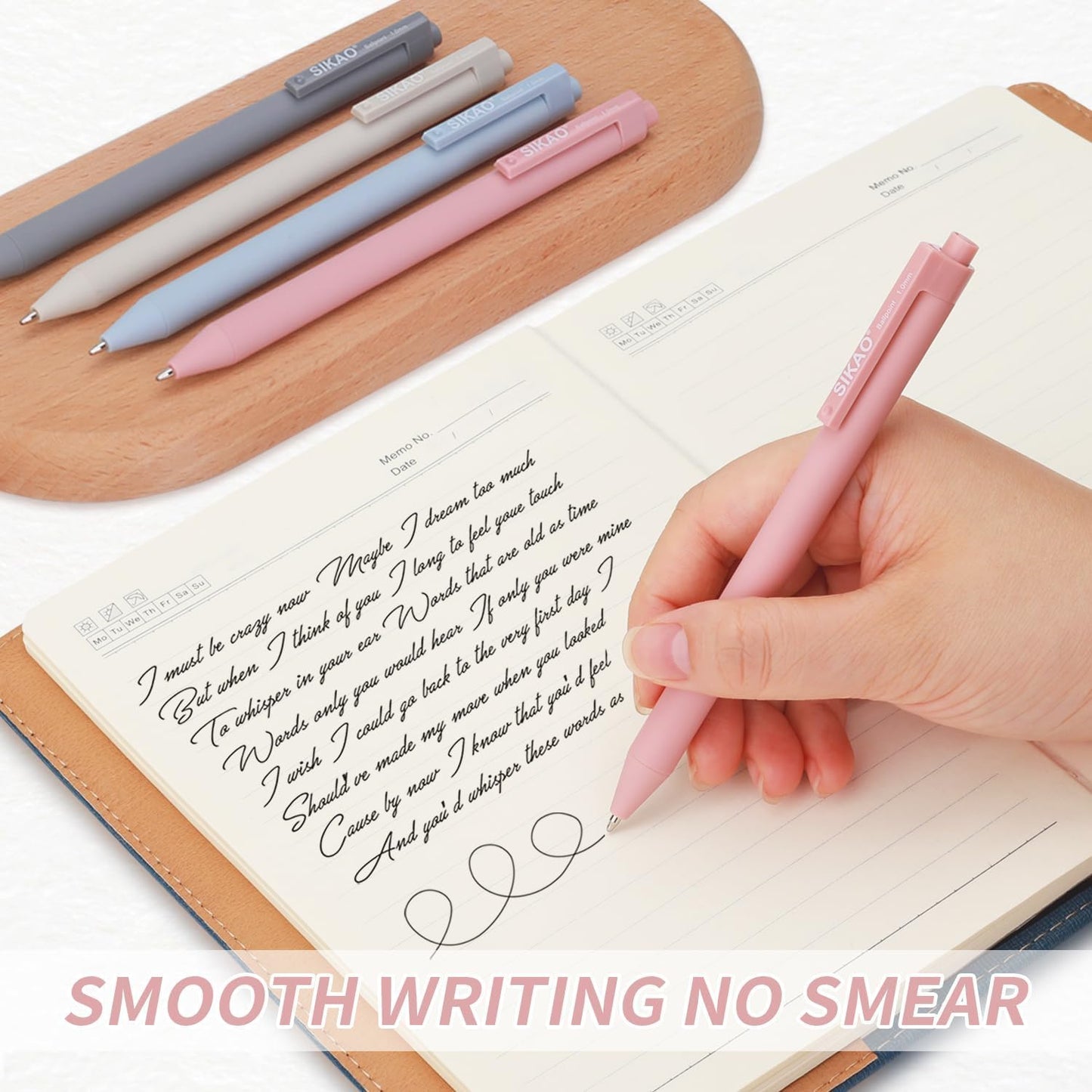 Sikao Pens Bulk, 60 Pack Ballpoint Pens Black Ink 1.0mm (Morandi)