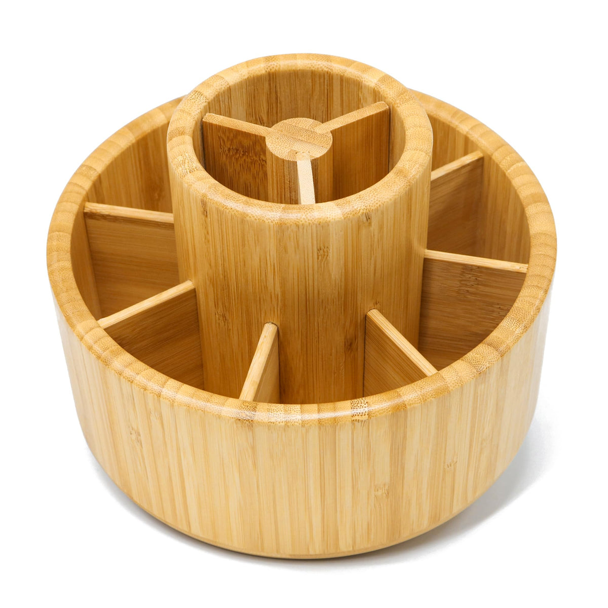 VaeFae 360 Rotating Bamboo Pen Holder for Desk, Art Supply Storage, Medium