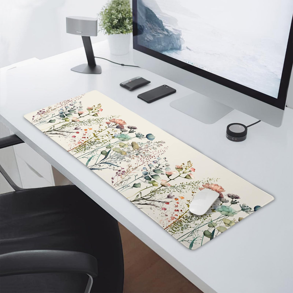 Cute Wild Flowers Mouse Pad XL Boho Aesthetic Floral Chic Plant Extended Table Mat 80X30cm Non-Slip