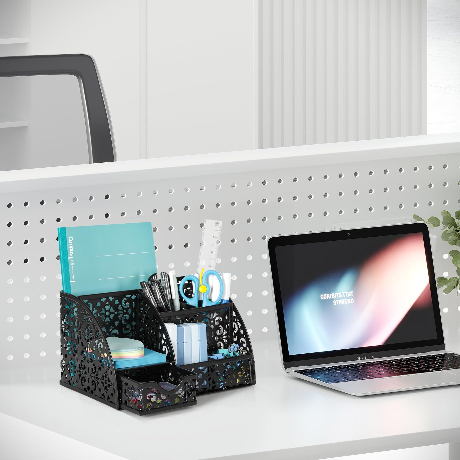 EasyPAG Desk Organizer and Pen Holder for Desk, Mesh Office Supplies Storage Caddy with Drawer for