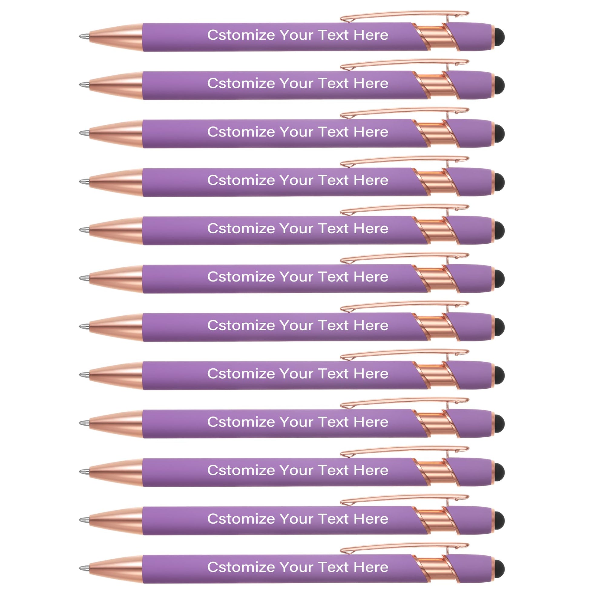 Kingluu 36 Pcs Personalized Ballpoint Pens with Stylus Tip,Free Engraving Black Ink Customized Pen