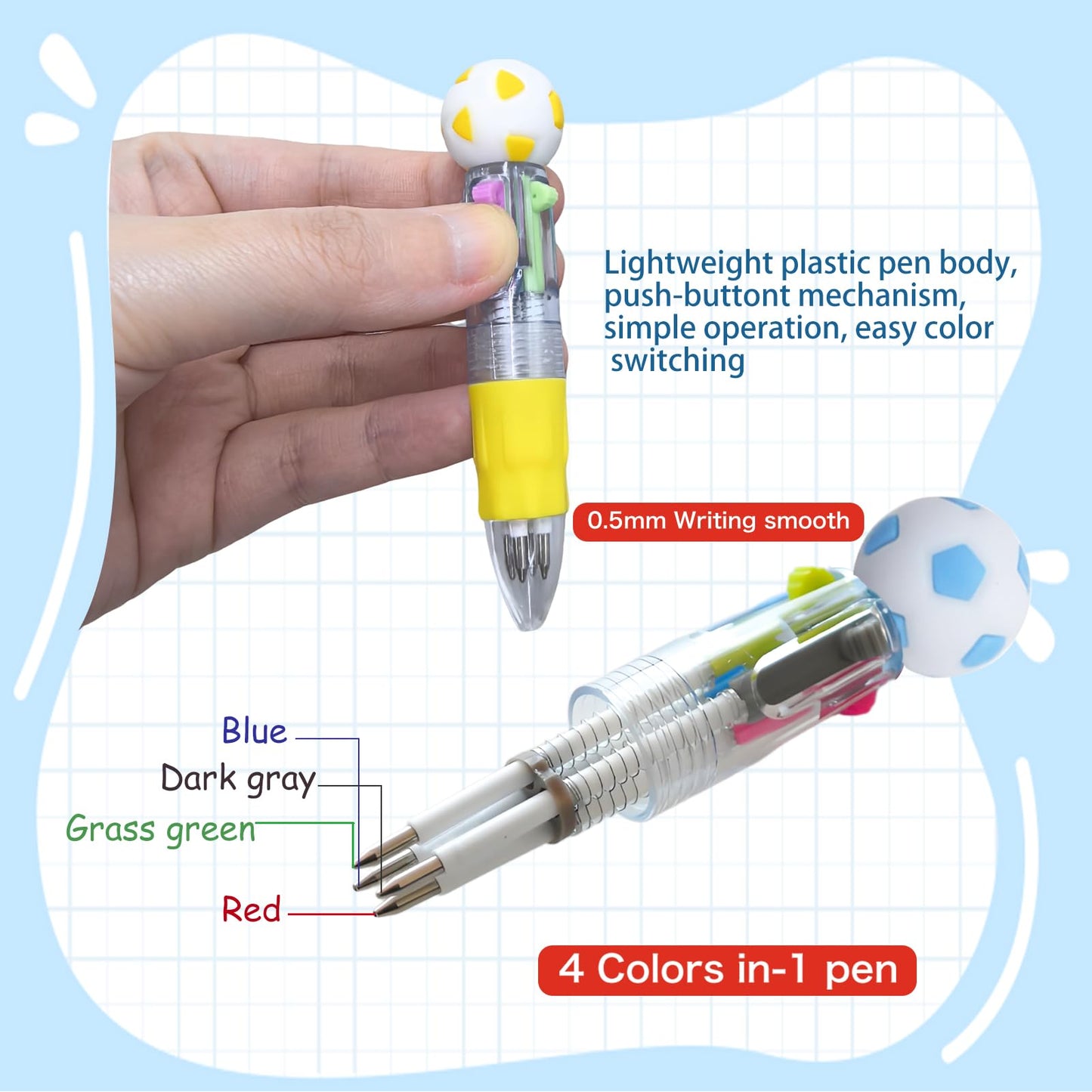 TOEMUR 100 PCS Multicolor Pen Set – 50 Cute Pens Bulk with 50 Pen Bags, Fun Pens for Party Favors
