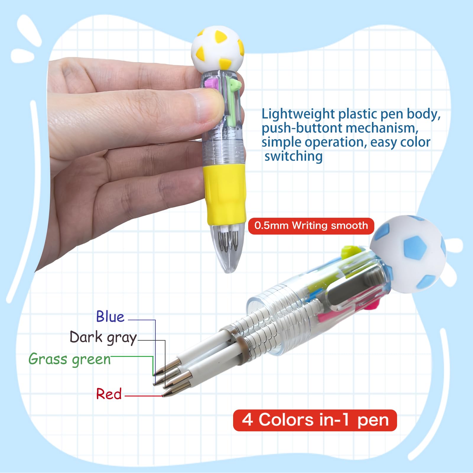 TOEMUR 100 PCS Multicolor Pen Set – 50 Cute Pens Bulk with 50 Pen Bags, Fun Pens for Party Favors