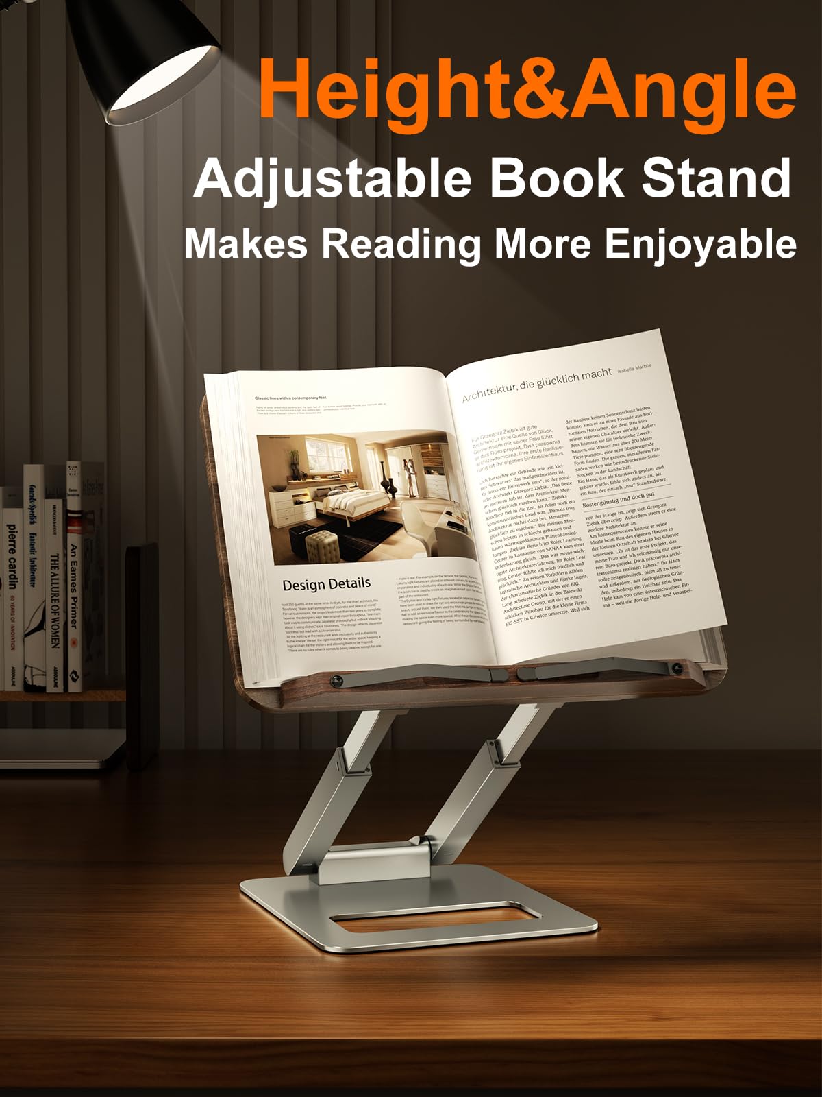 Tounee Book Stand for Reading, Telescopic Book Holder, Adjustable Height Pull Out Design Ergonomic