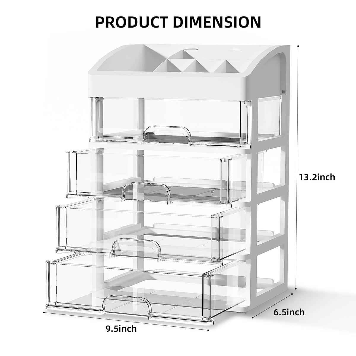 Desk Organizer with 4 Drawer Storage, Desktop Drawers Organizer for Office/School Supplies, Plastic
