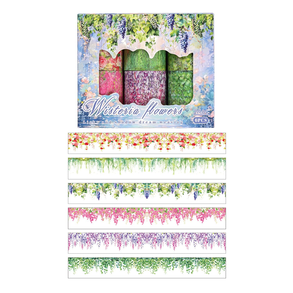 YOUQIWJ Vintage Floral Wide Washi Tape, 6 PET Rolls for Journaling Crafts