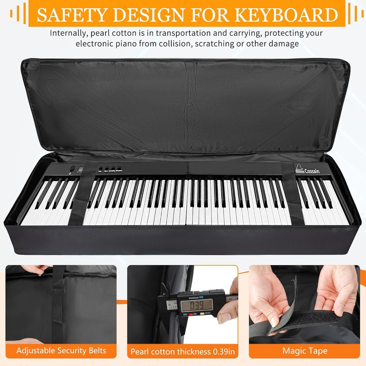 AKOZLIN 88 Key Keyboard Case, Soft Padded Keyboard Gig Bag, Piano Bag