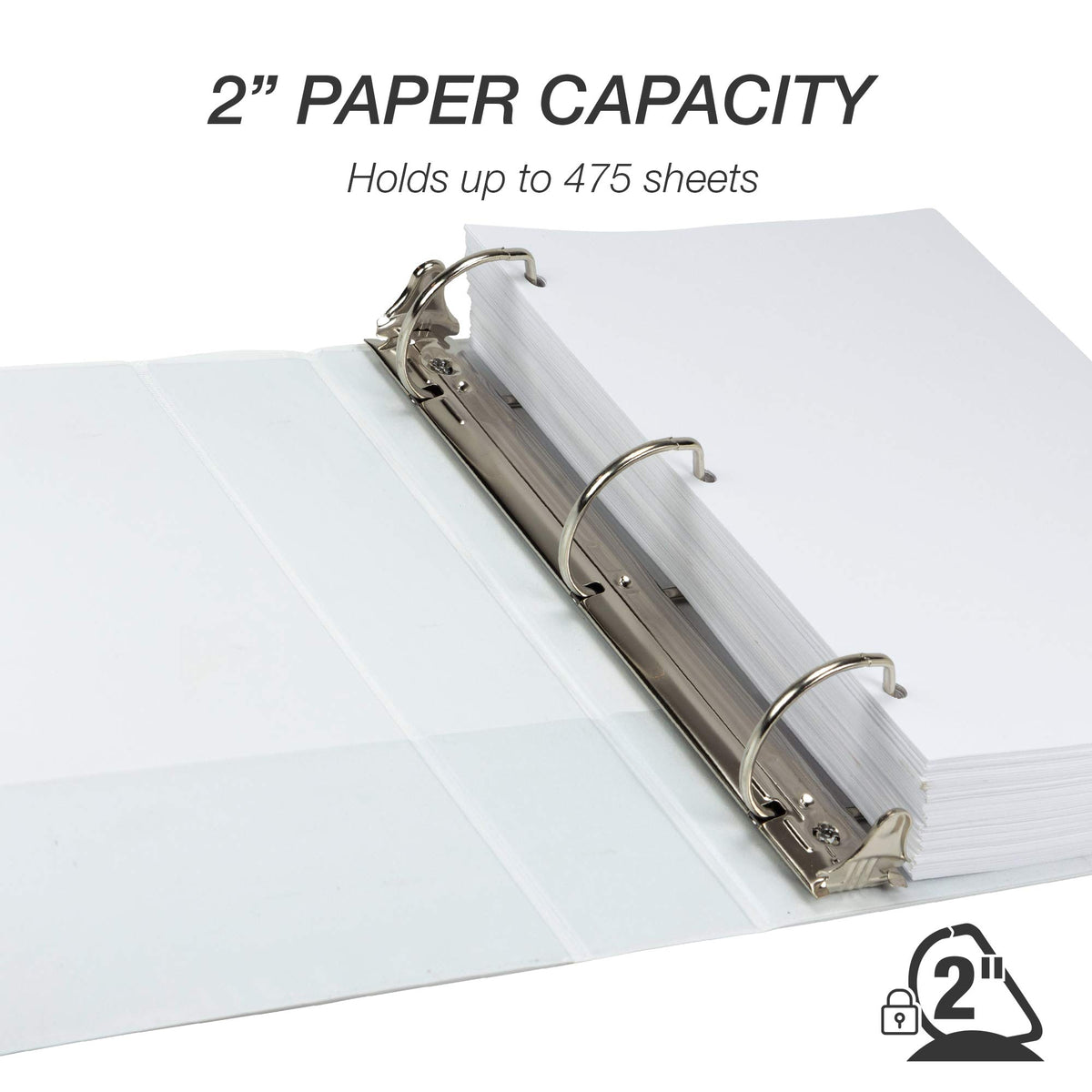 Samsill Durable 2 inch 3 Ring Binder, D Ring Binder, 100% Recycled Chipboard, White, 4 Pack