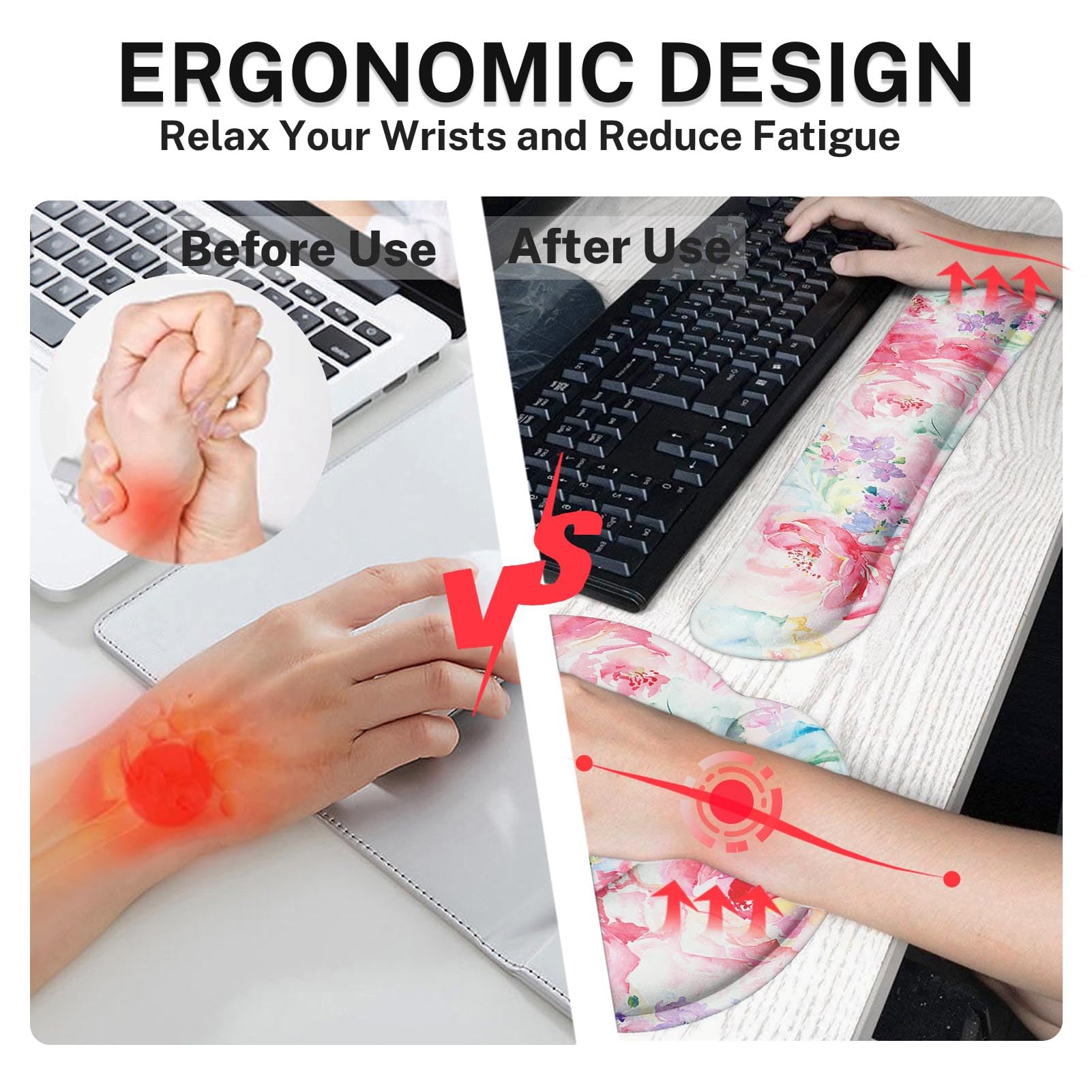 Britimes Ergonomic Mouse Pad Set with Wrist Rest, Watercolor Abstract