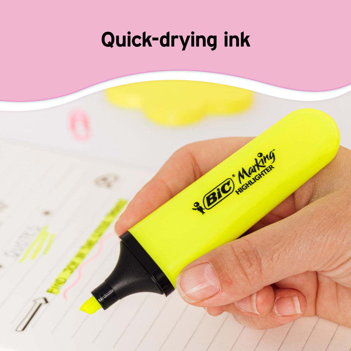 BIC Highlighter Highlighters Flat - Intense and Pastel Colours, Assorted, Pack of 10