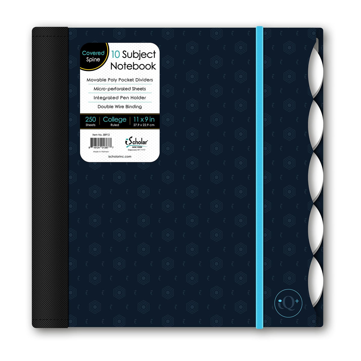 "iScholar iQ Poly Fashion Cover 10 Subject Notebook, College Ruled, 11"" x 8.5"", 250 Sheets