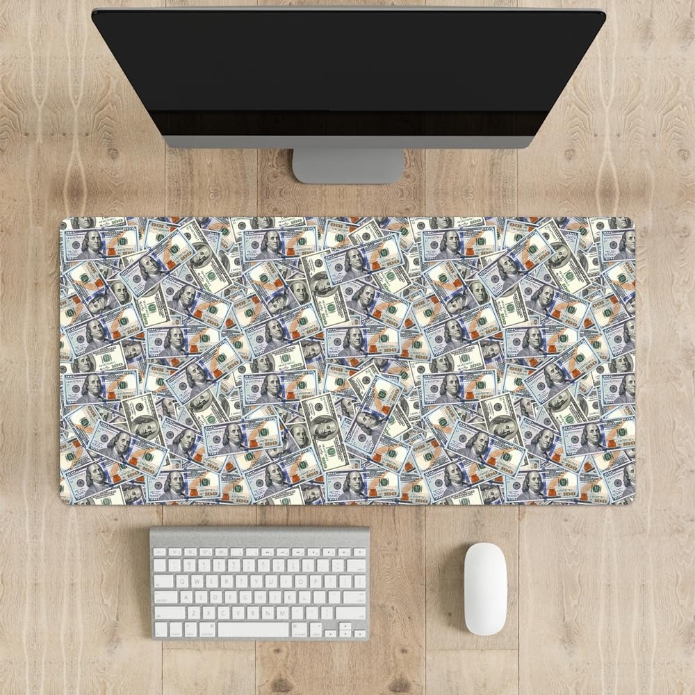 Reateforin Funny 100 Dollar Bills Money Gaming Mouse Pad Hundreds of US Dollar Currency Non-Slip