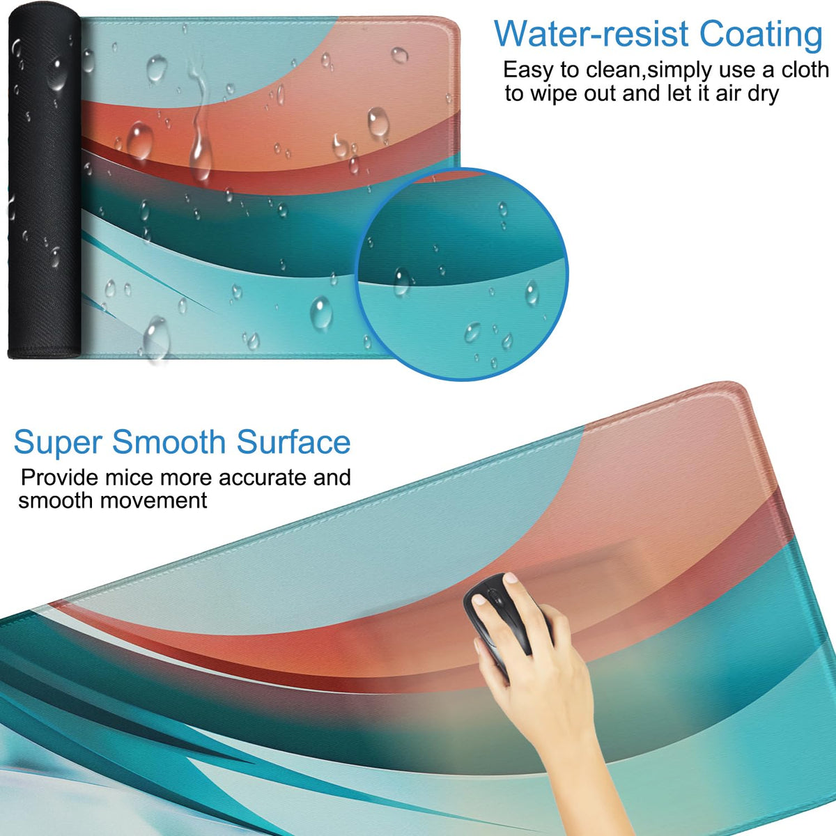 Extra Large Gaming Mouse Pad, Waterproof Mousepad with Stitched Edges